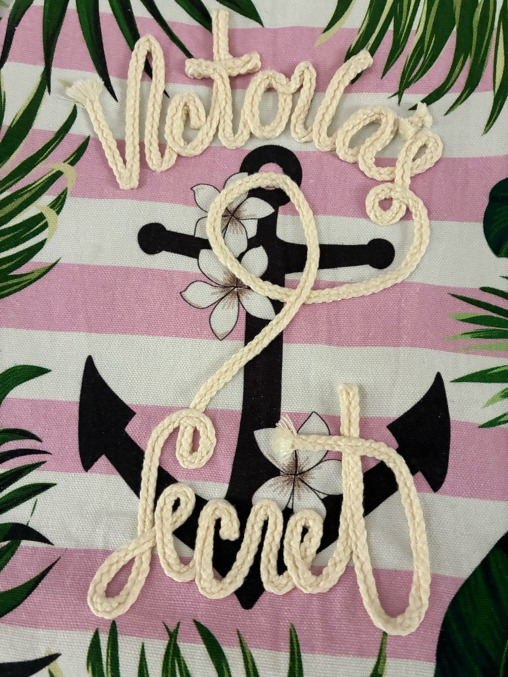 Victoria's Secret Pink & Green Tropical Stripe Tote - Picture 2 of 8